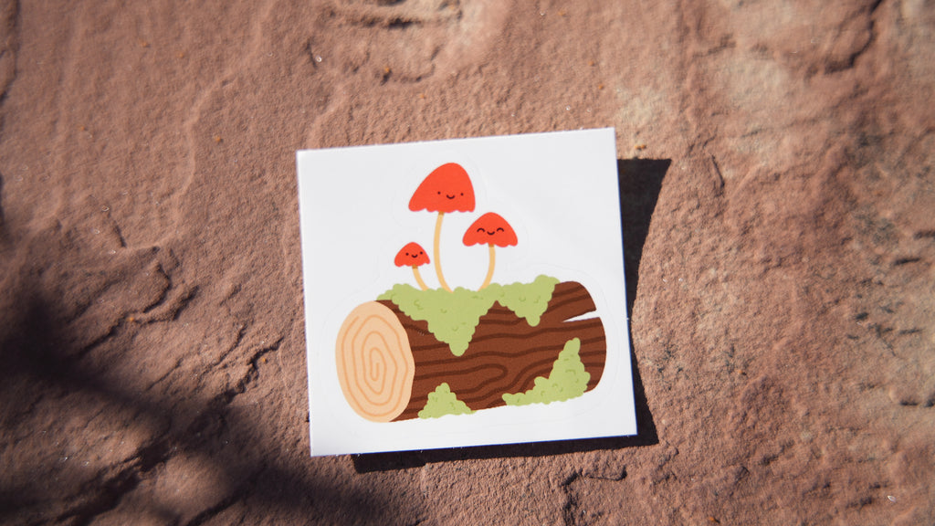 Mushroom Log Sticker