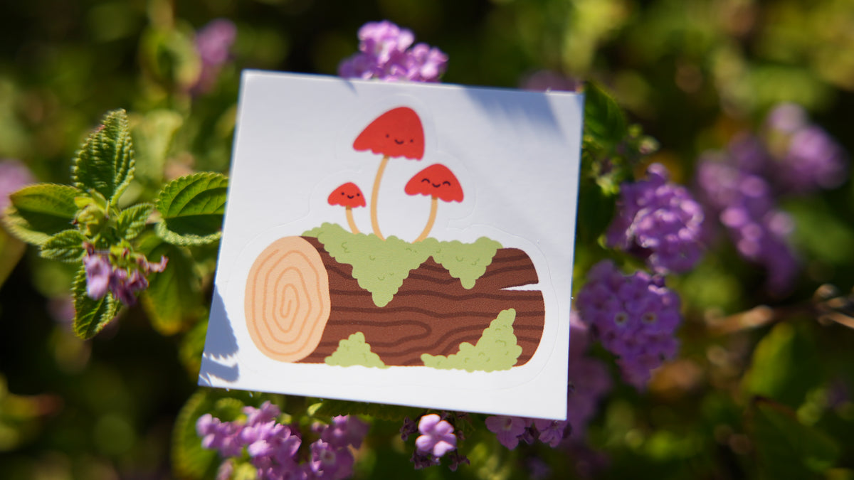 Mushroom Log Sticker